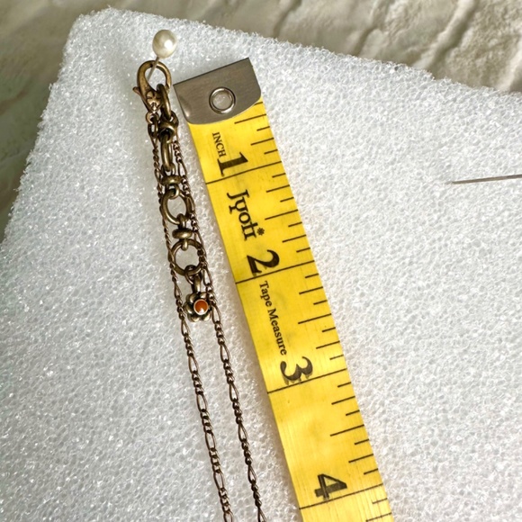 LUCKY Necklace - Brass Flower & Green Enamel Necklace 20” w/Extender - Picture 10 of 10